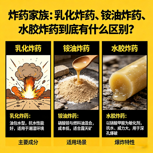和静炸药家族：乳化炸药、铵油炸药、水胶炸药到底有什么区别？